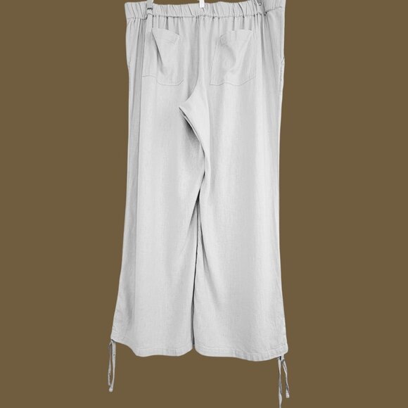 Naturals D&Co Womens Wide‎ Leg Linen Pants Size XL Beige Coastal Laggenlook - Picture 6 of 8